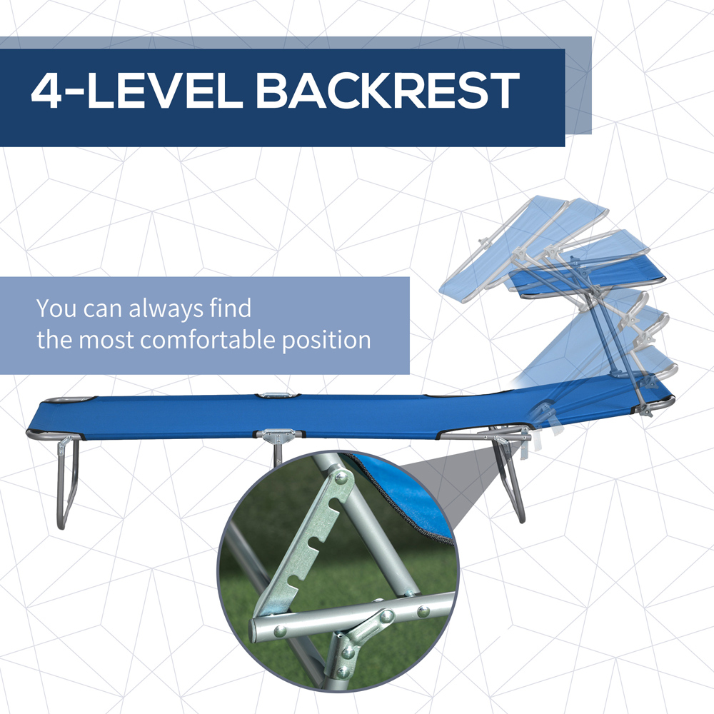 Outsunny Set of 2 Blue Adjustable Folding Sun Lounger Image 5