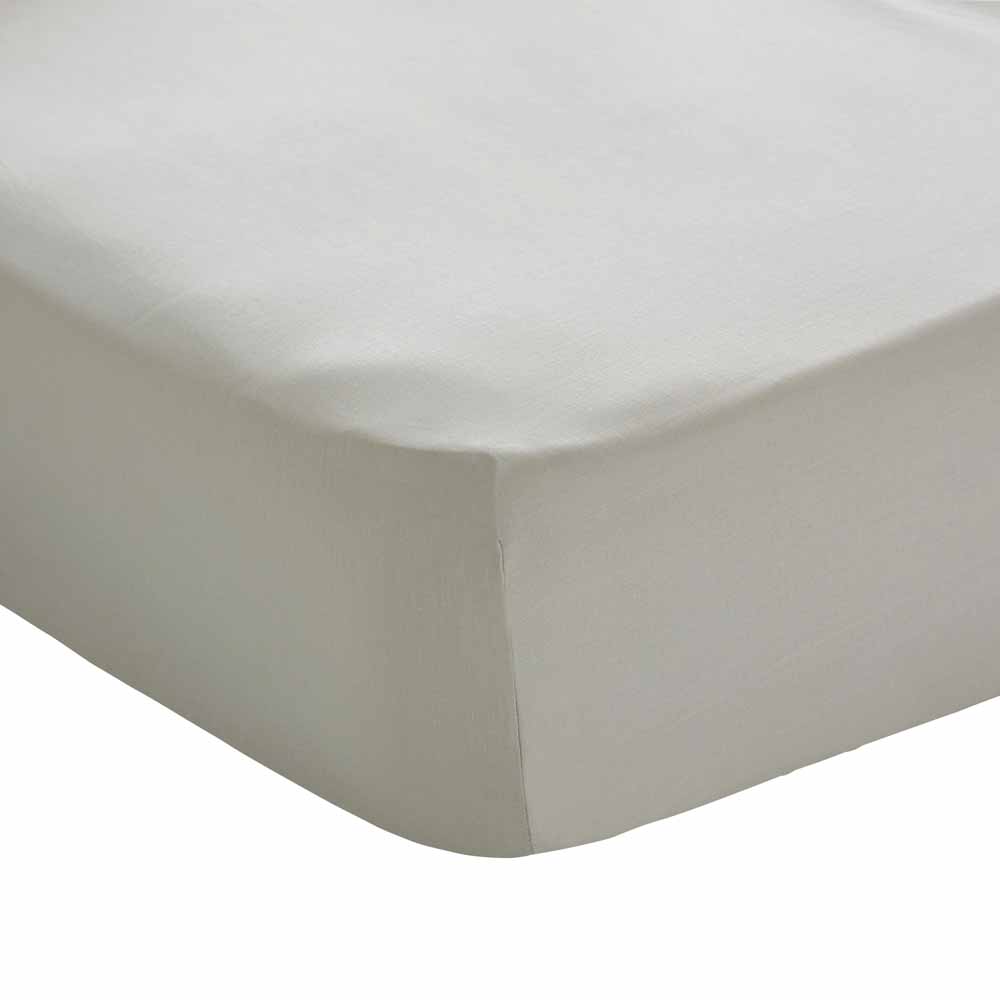 Wilko Easy Care Stone Double Fitted Sheet Image 1