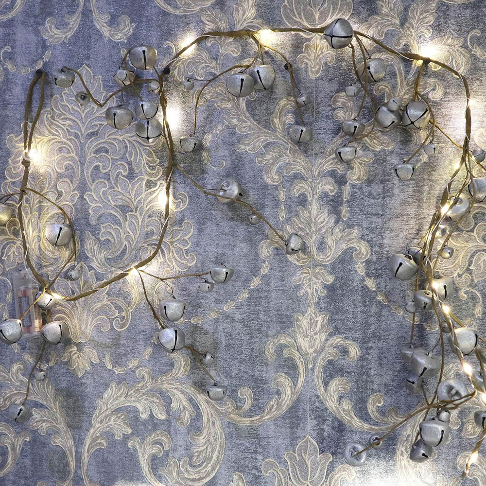 Shatchi Warm White LED Christmas Garland with Silver Bells 150cm Image 3
