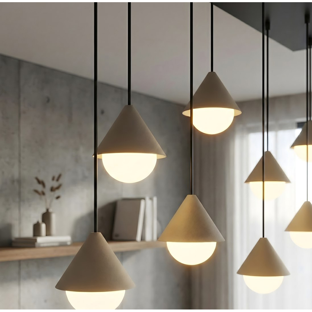 Emibig Giro 9 Light Ring-Shaped Shade Black and Beige G9 Ceiling Pendant Light Image 4
