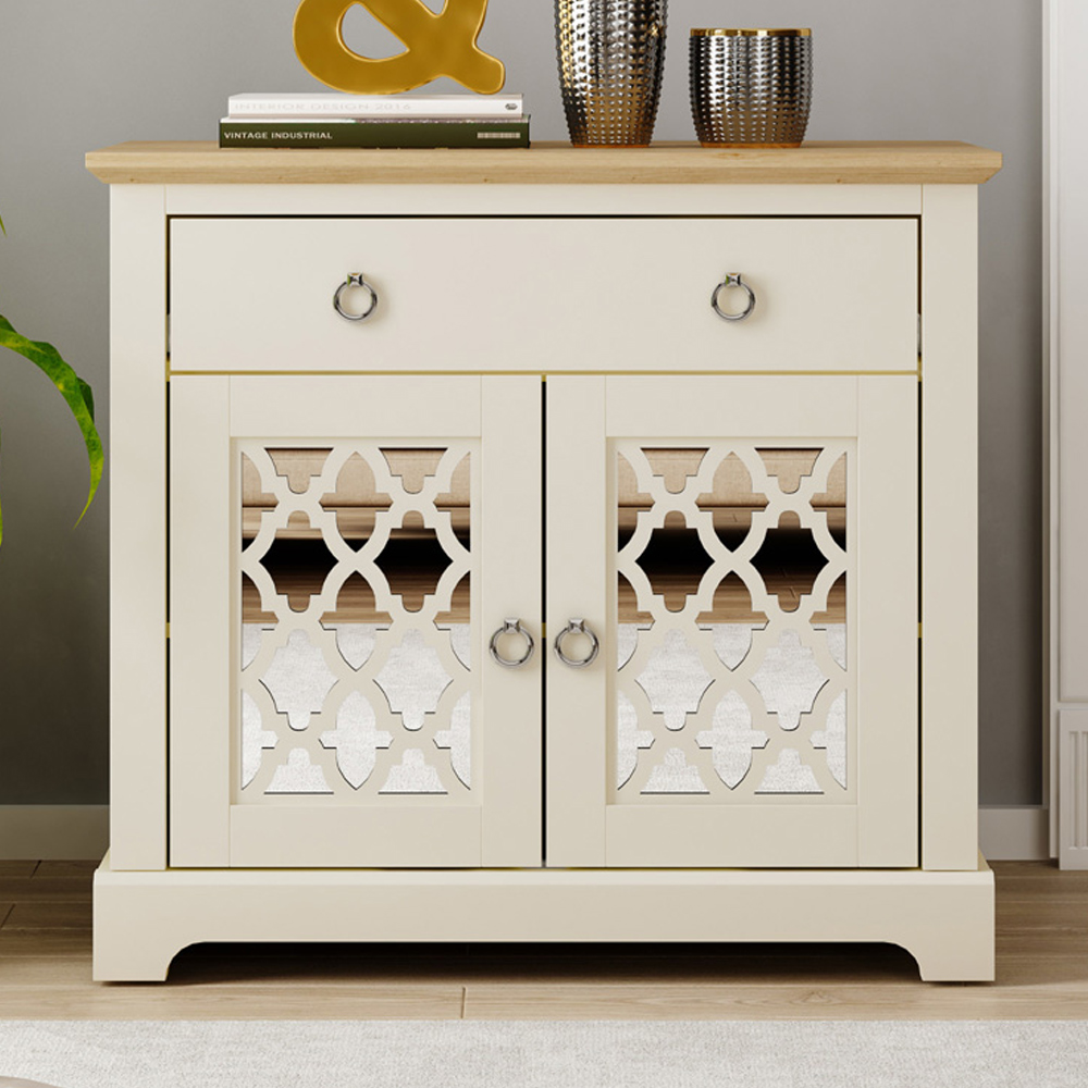 GFW Honiton 2 Door Single Drawer Cream Sideboard Image 1