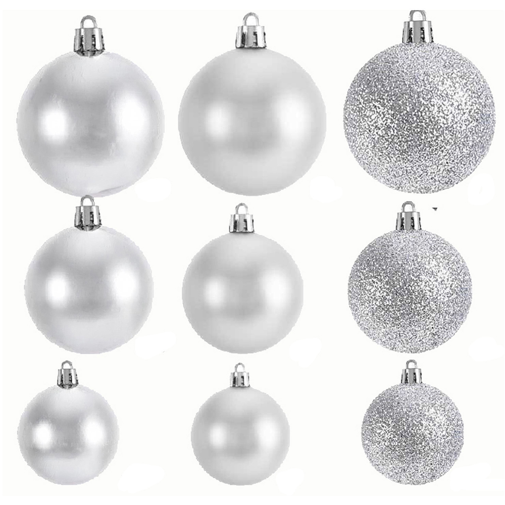 Pack of 70 Decorative Baubles Silver Image 3