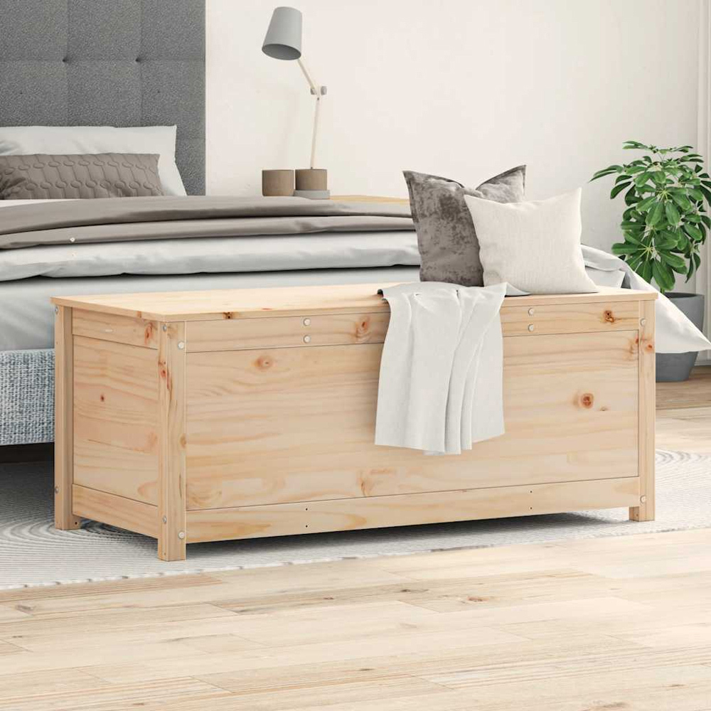 vidaXL Natural Solid Pinewood Storage Box with Lift Up Lid Image 2
