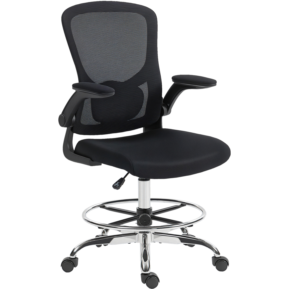 Portland Black Height Adjustable Swivel Draughtsman Chair with Lumbar Support Image 2