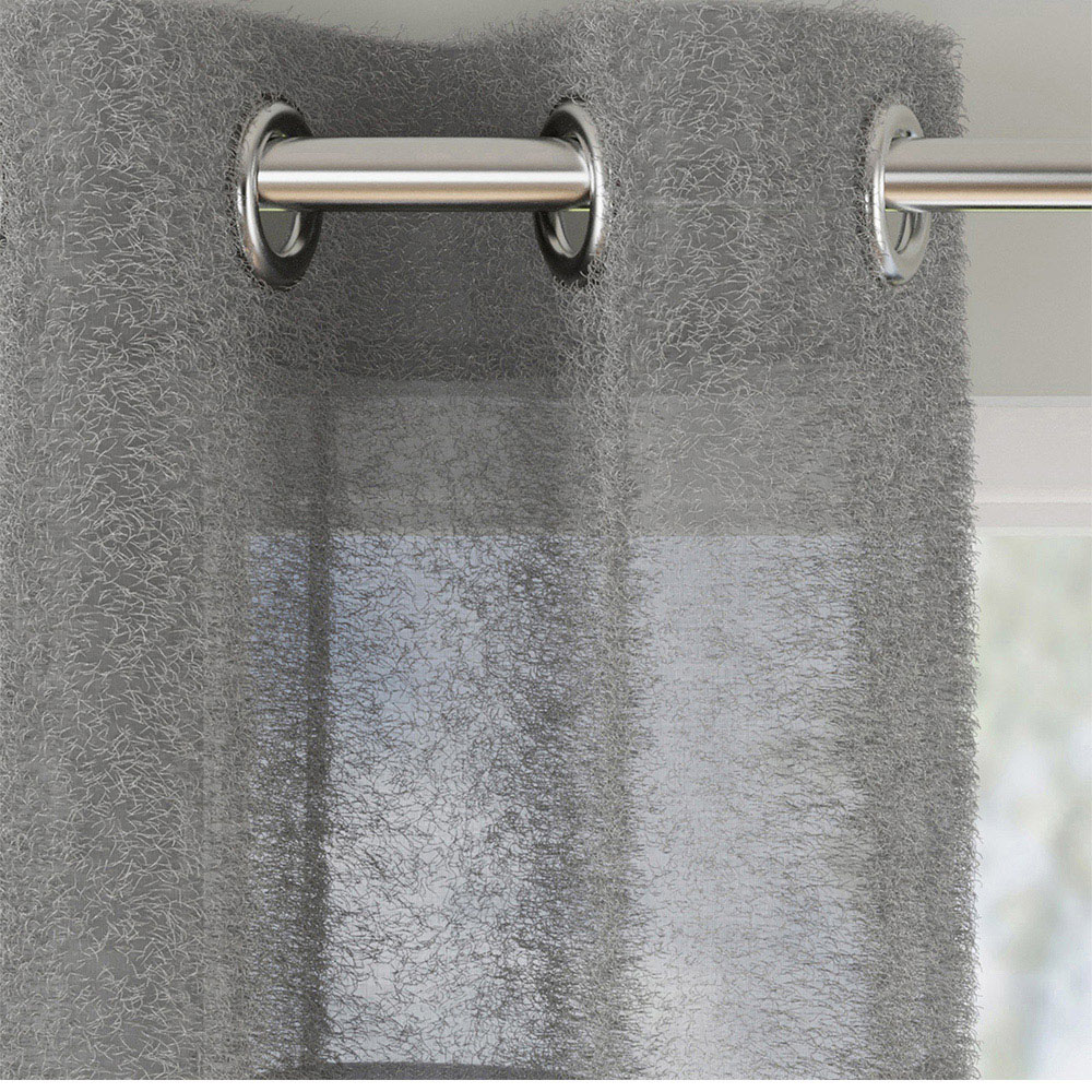 Tyrone Textiles Andorra Grey Textured Header Eyelet Voile Panel Curtains 140 x 137cm Image 2