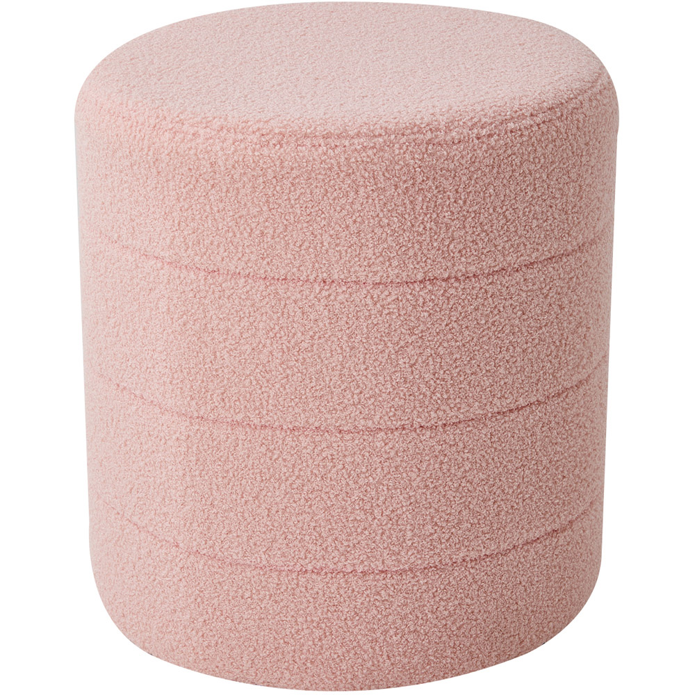 Living and Home Pink Teddy Fleece Tub Design Round Footstool Image 2