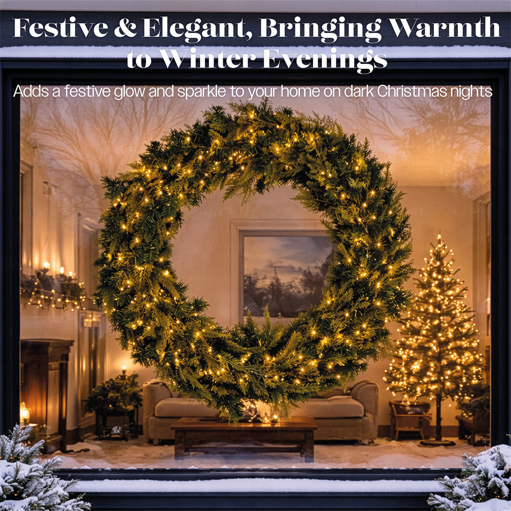 Xmas Haus 200 Warm White LED Christmas Wreath 94cm Image 3
