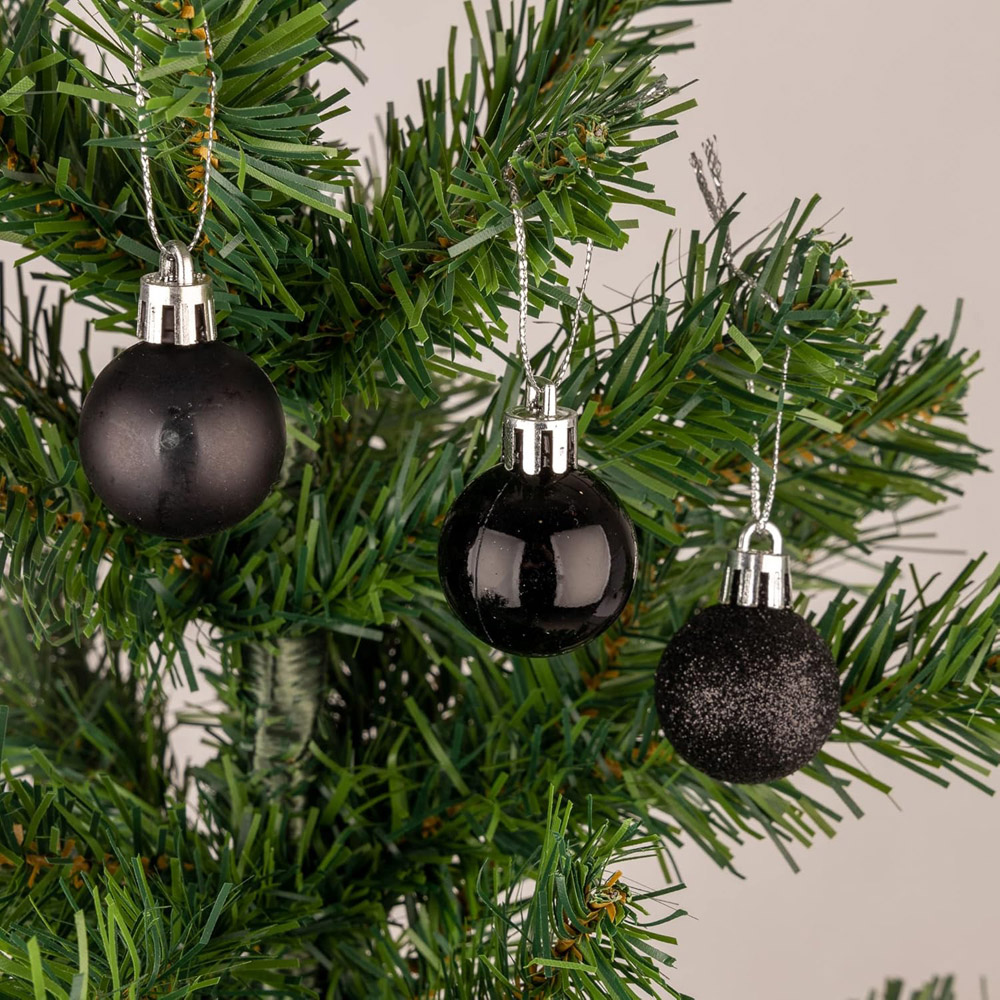 Shatchi Black Shatterproof Bauble 24 Pack Image 2