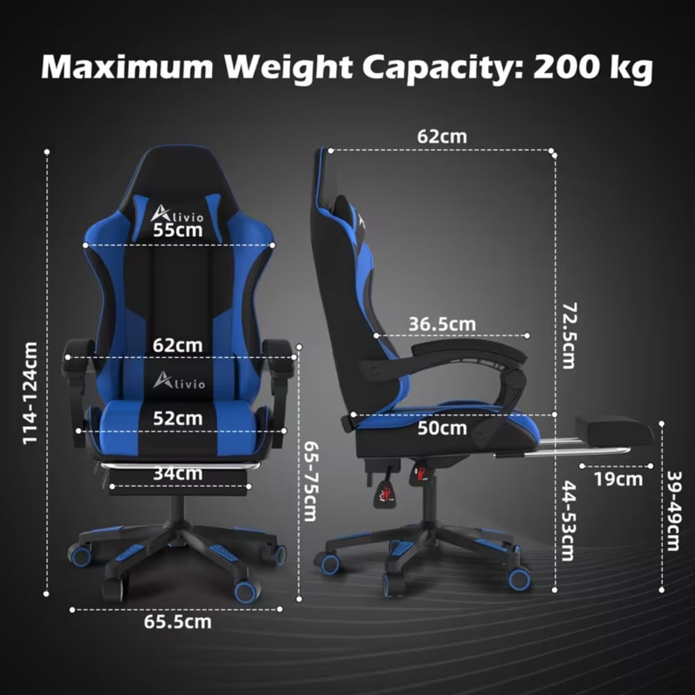 Alivio Blue Ergonomic Massage Gaming Chair Image 9