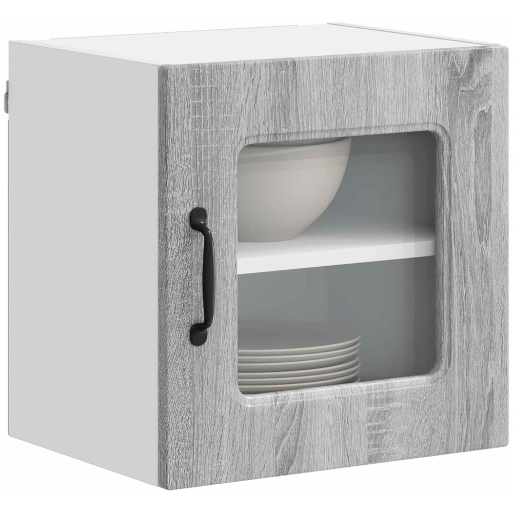 vidaXL Kalmar Single Glass Door Grey Sonoma Wall Mounted Kitchen Cabinet Image 3