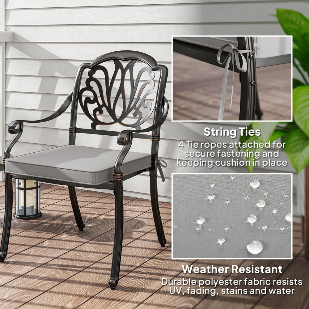 Outsunny Light Grey Garden Chair Cushion 45 x 45cm Image 8