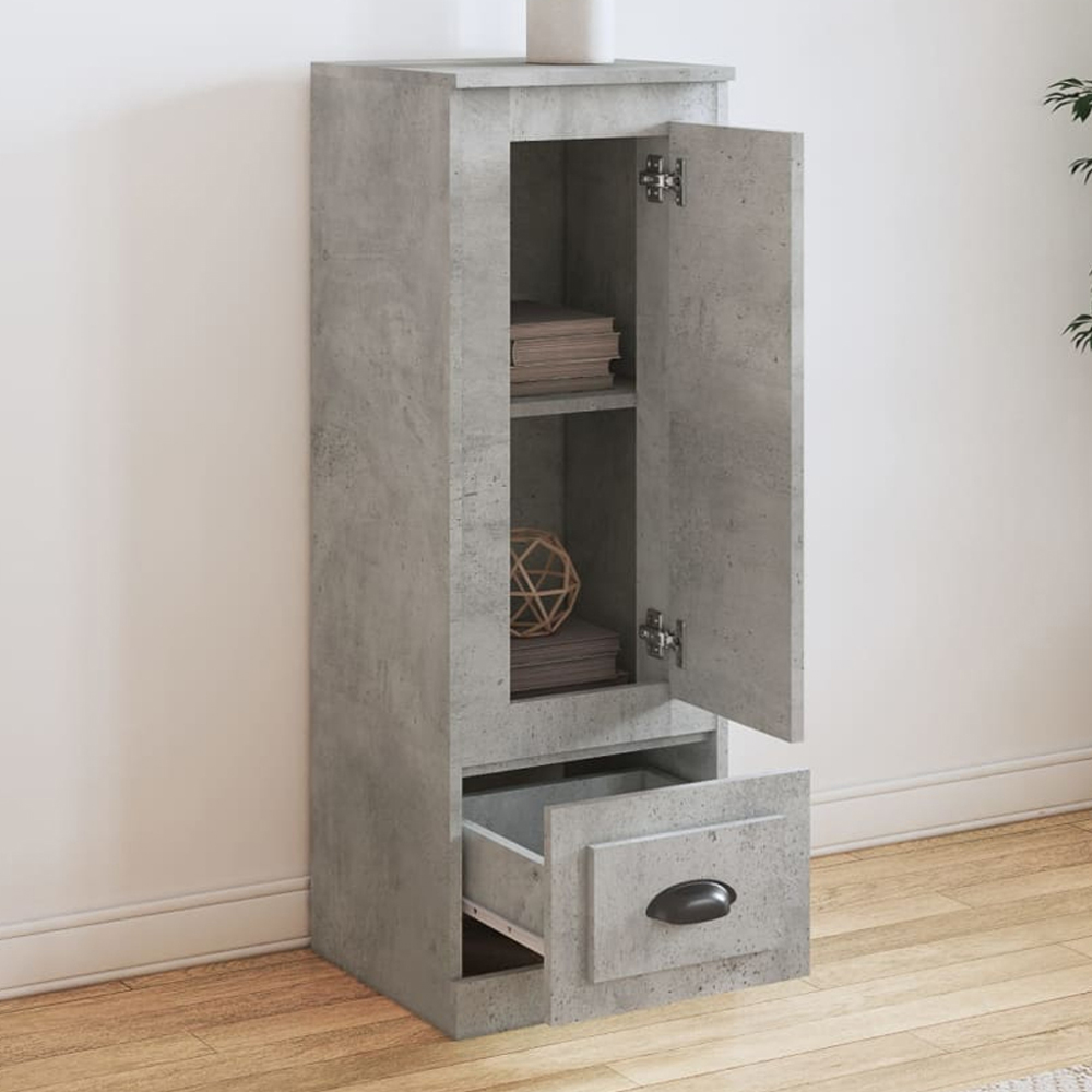 vidaXL Single Door Single Drawer Concrete Grey Compact Highboard Image 1