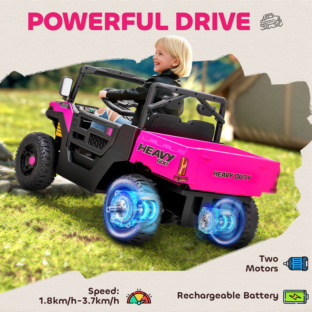 Tommy Toys AIYAPLAY Pink Kids Ride on Electric UTV Car 12V Image 4