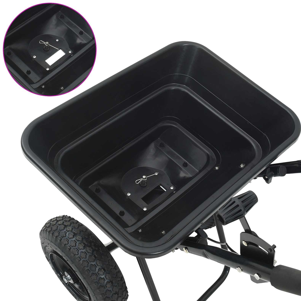 vidaXL Black PVC and Steel Push Lawn Spreader 29L Image 6