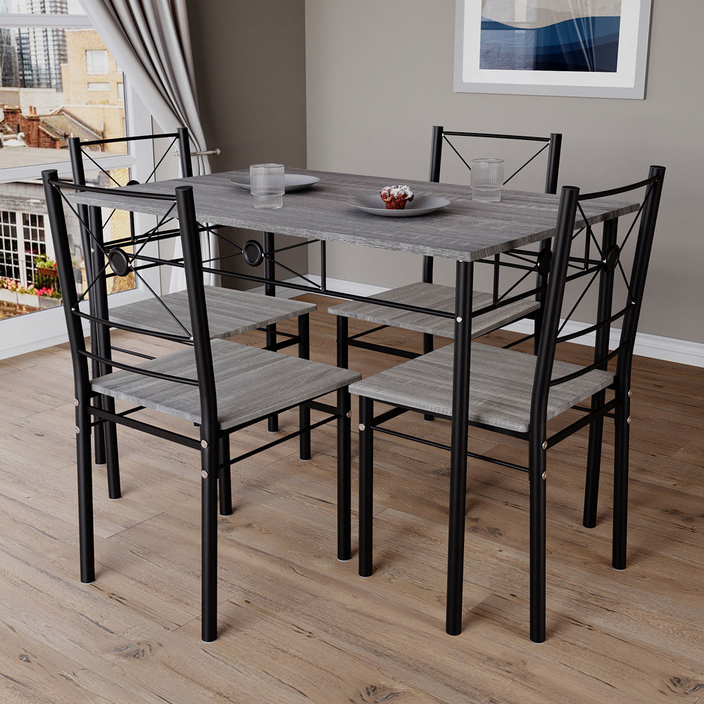 Vida Designs Roslyn 4 Seater Dining Set Grey Image 4