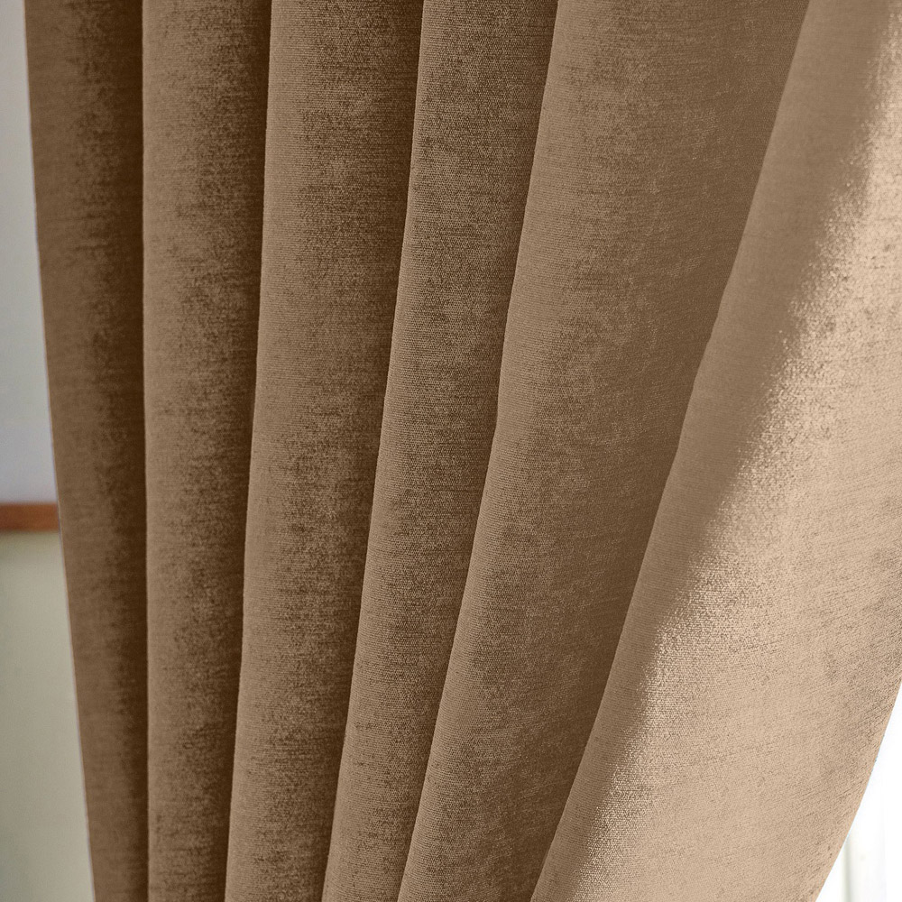 Alan Symonds Beige Chenille Blackout Ring Top Eyelet Curtains 168 x 229cm Image 3