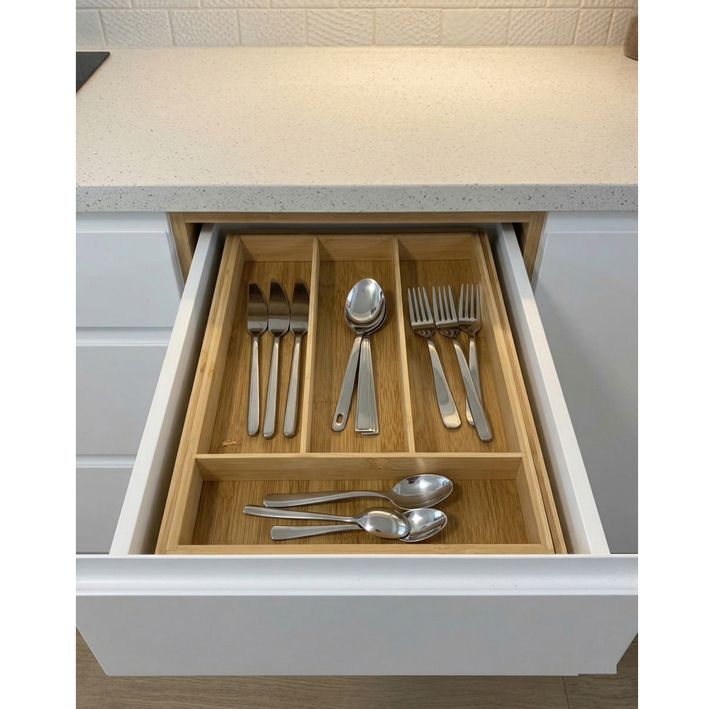Avilo Wooden Expandable Cutlery Tray Organiser Image 4