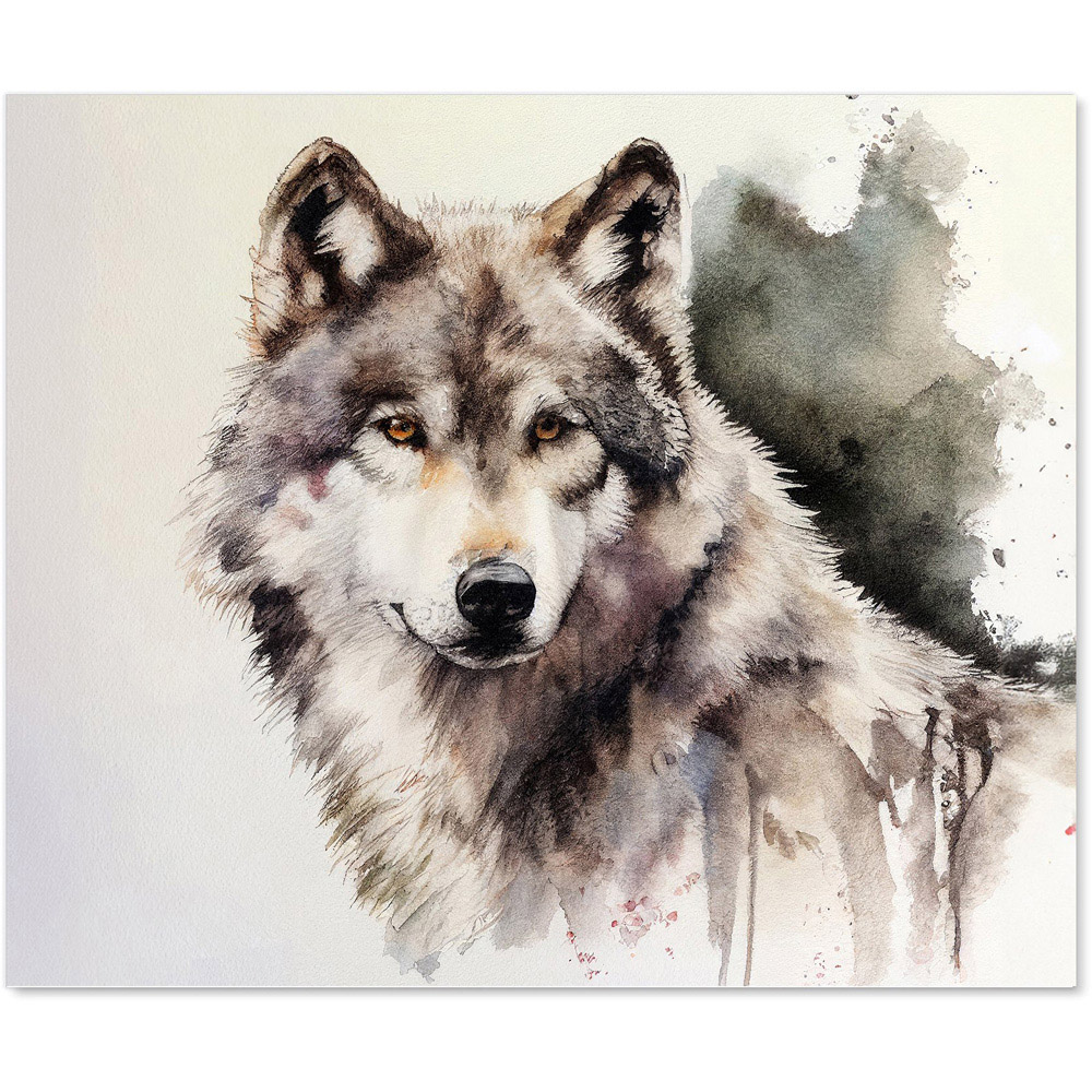 Warren Reed Designer Loyal Wolf Watercolour Glass Kitchen Splashback 75 x 90cm Image 2