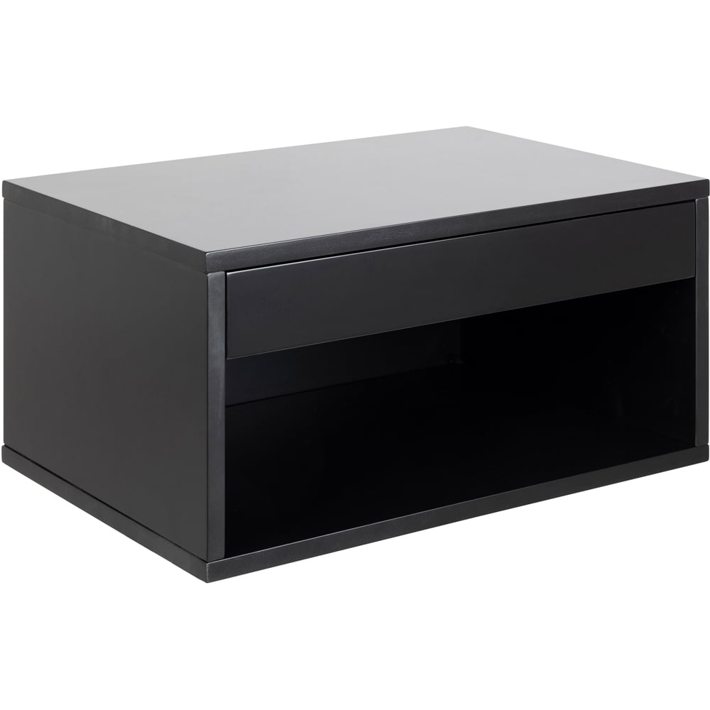 Florence Cholet Single Drawer Single Shelf Black Square Bedside Table Image 2