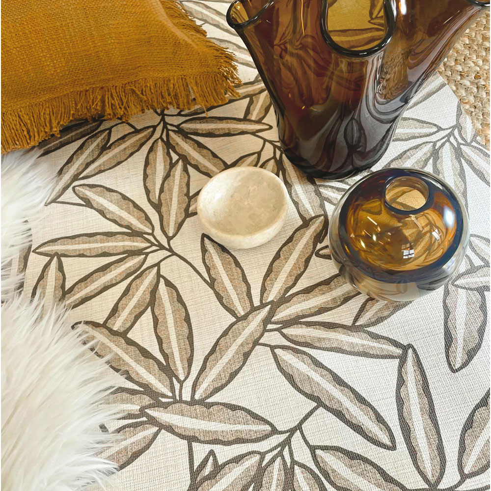 Belgravia Decor Grasscloth Leaf Cream Vinyl Wallpaper Image 4