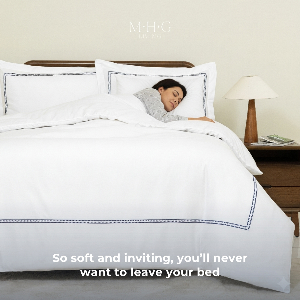 MHG Living King Size Mayfair Navy 200 Thread Count Duvet Cover Set Image 4