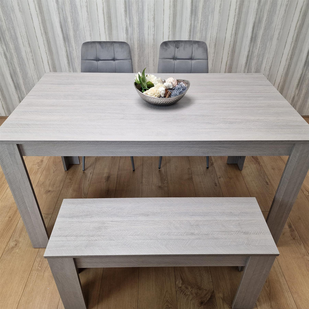 Portland 4 Seater Square Velvet Dining Table Set Arrow Grey and Grey Image 5