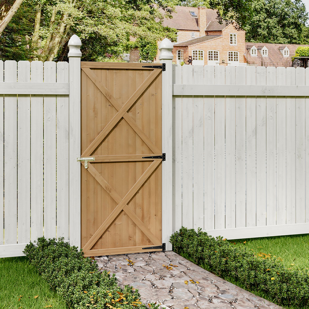 Living and Home Pine Wood Flat Top Garden Gate Kit 79 x 183cm Image 7