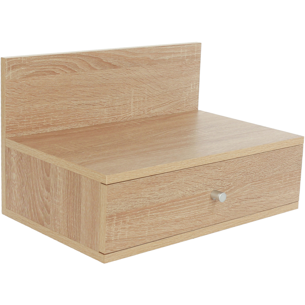 Core Products Kelly Single Drawer Oak Effect Wall-Mounted Open Bedside Table Set of 2 Image 4