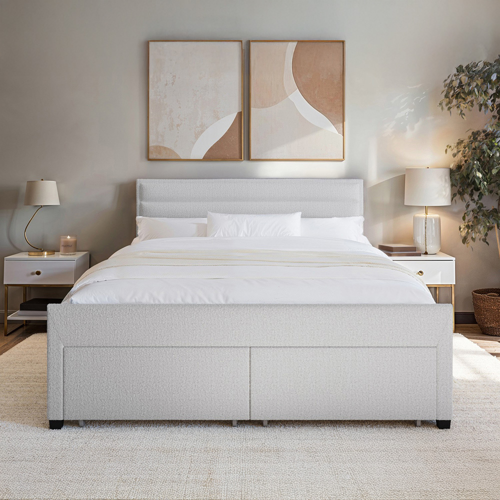 Flair Heybrook King Size Cream Boucle 4 Drawer Bed Image 8