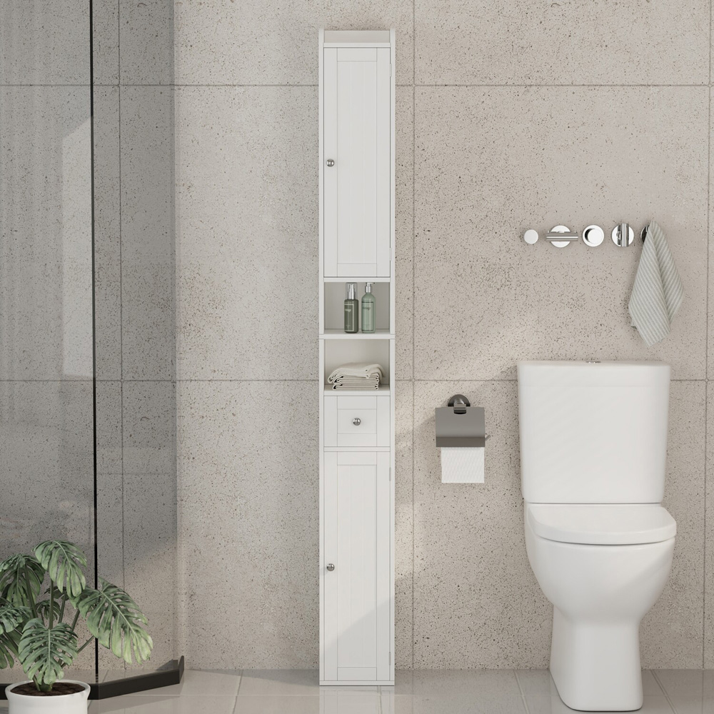 Kingston Tall Bathroom Storage Cabinet White Image 2