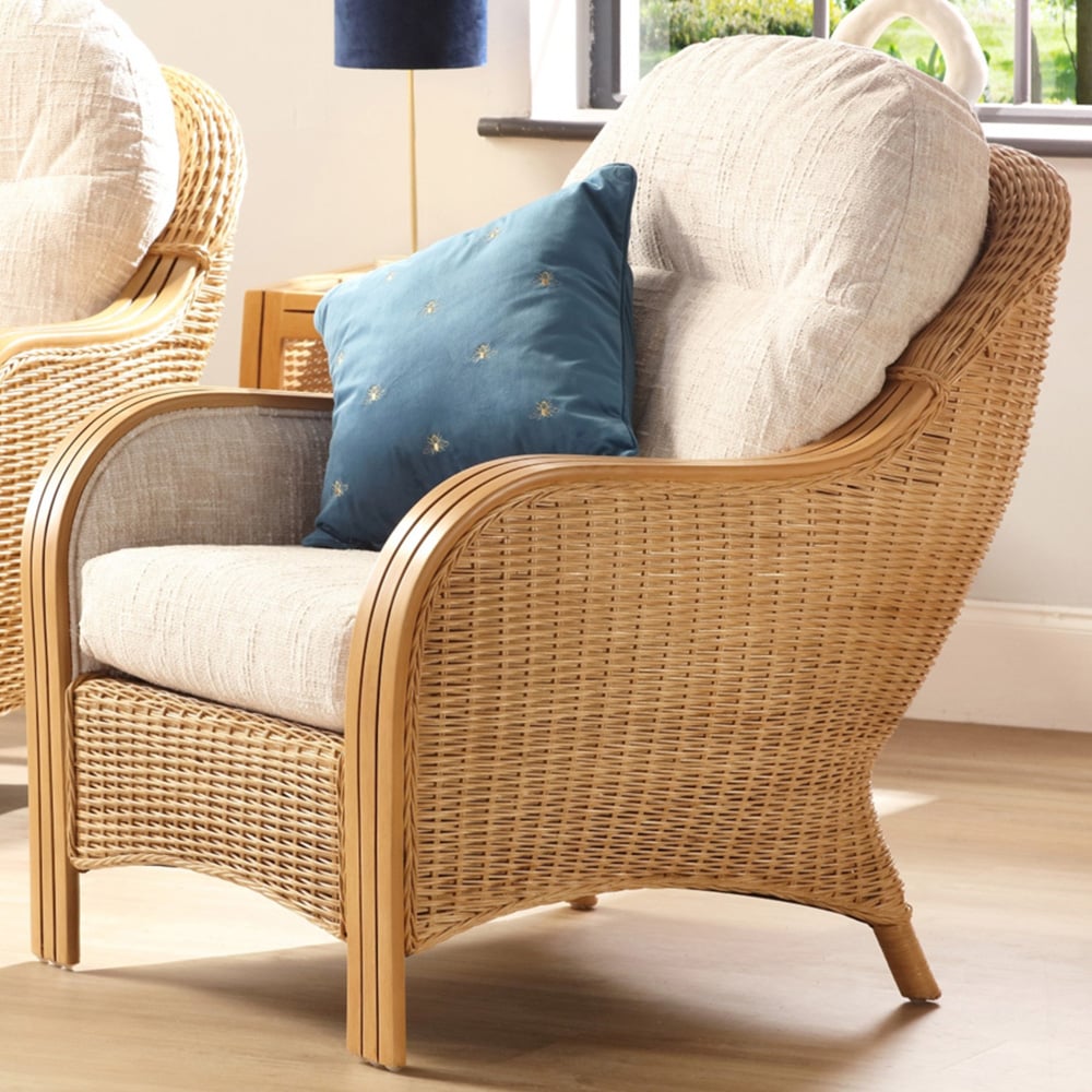 Desser Furniture Centurion Natural Rattan and Cotton Cream Chair Image 1
