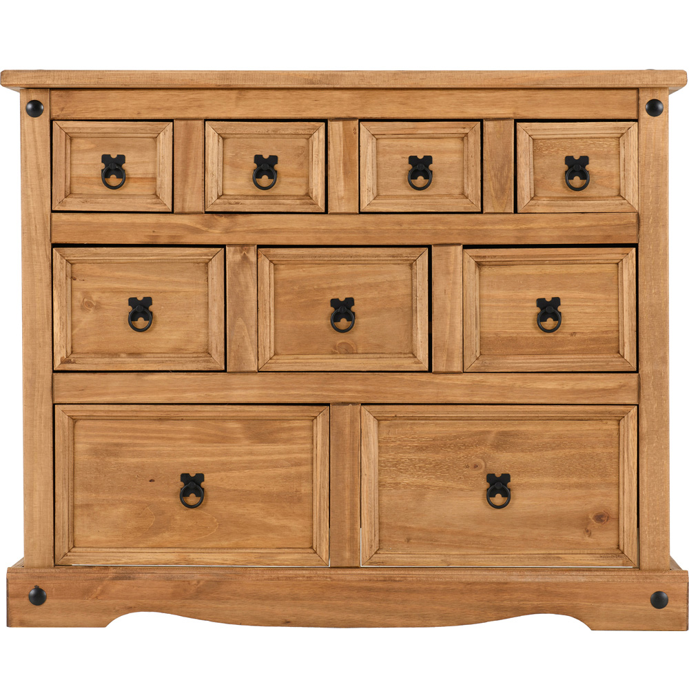 Seconique Corona 9 Drawer Distressed Waxed Pine Merchant Sideboard Image 3