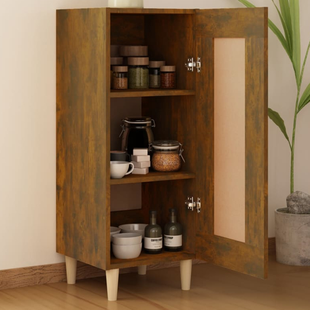 vidaXL Single Door Smoked Oak Sideboard Image 1