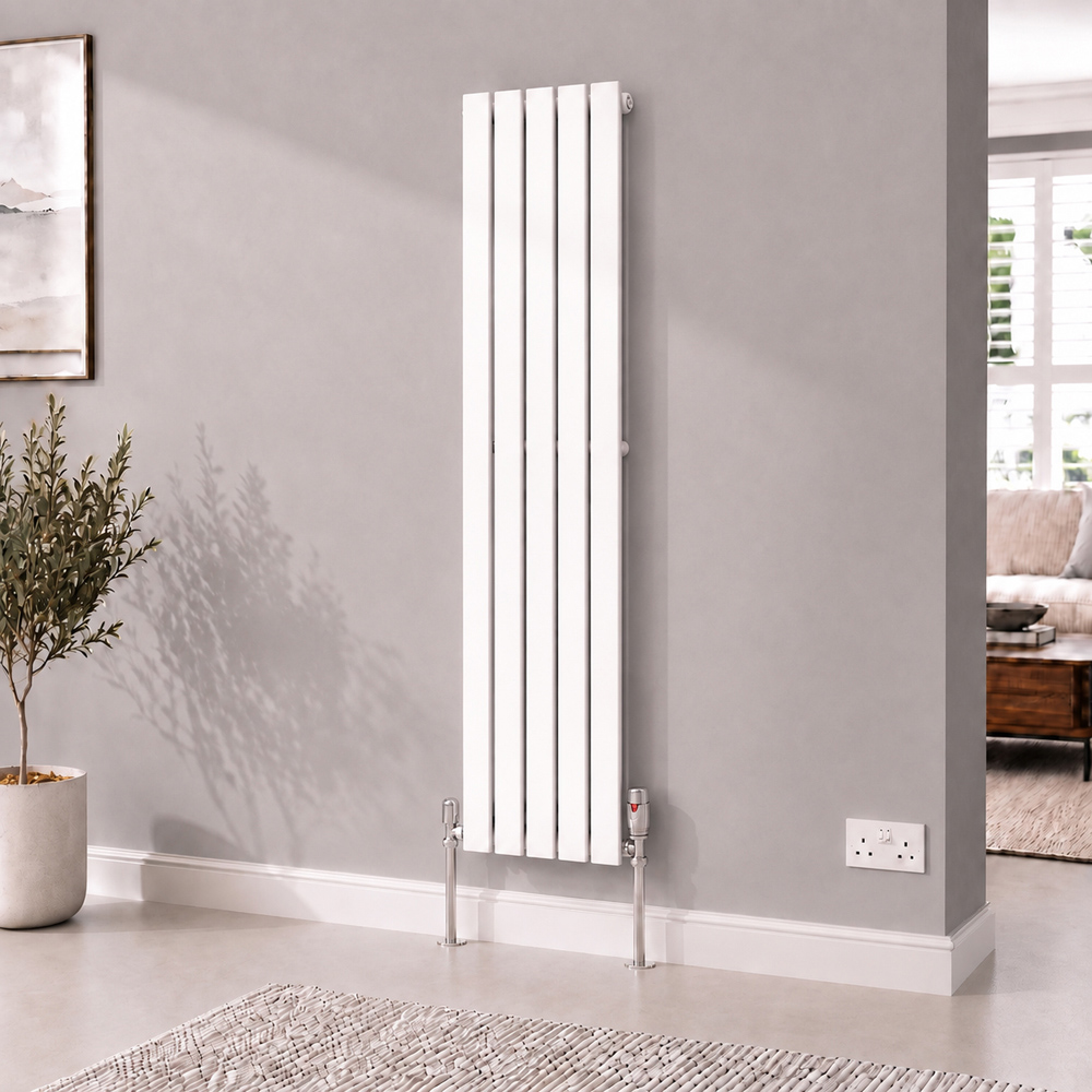 Go Bathrooms Pinta White Single Panel Vertical Radiator 1600 x 340mm Image 2