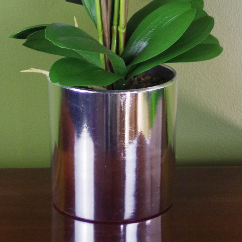 Botanik Dark Pink Orchid Artificial Plant in Silver Pot 52cm Image 4