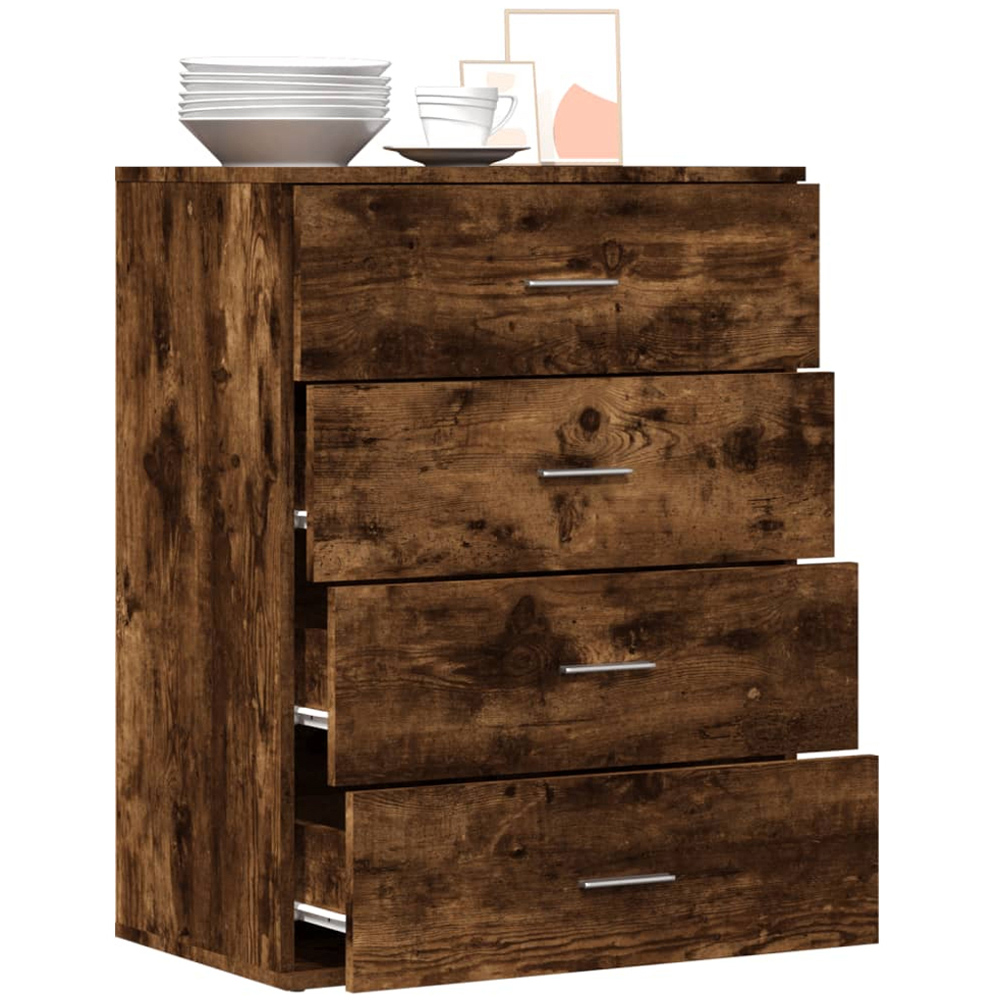 vidaXL 4 Drawer Smoked Oak Sideboard Image 3