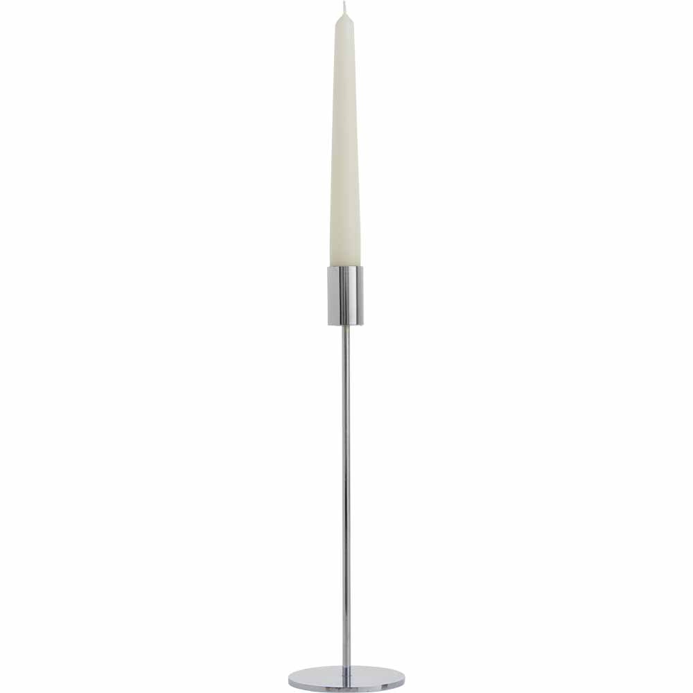 Large Silver Taper Candle Holder Image 2