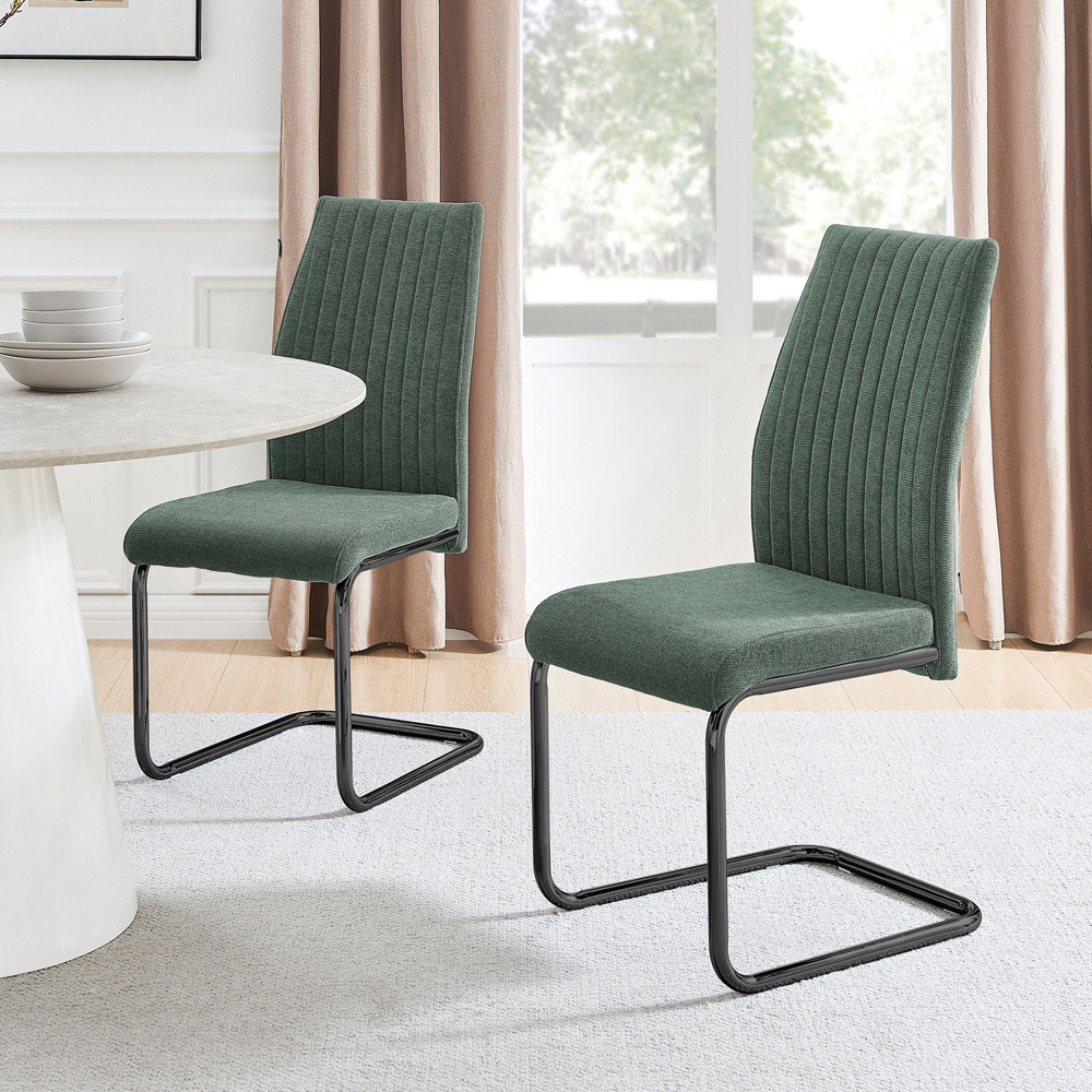 Furniturebox Fontana Set of 2 Green and Black Dining Chair Image 8