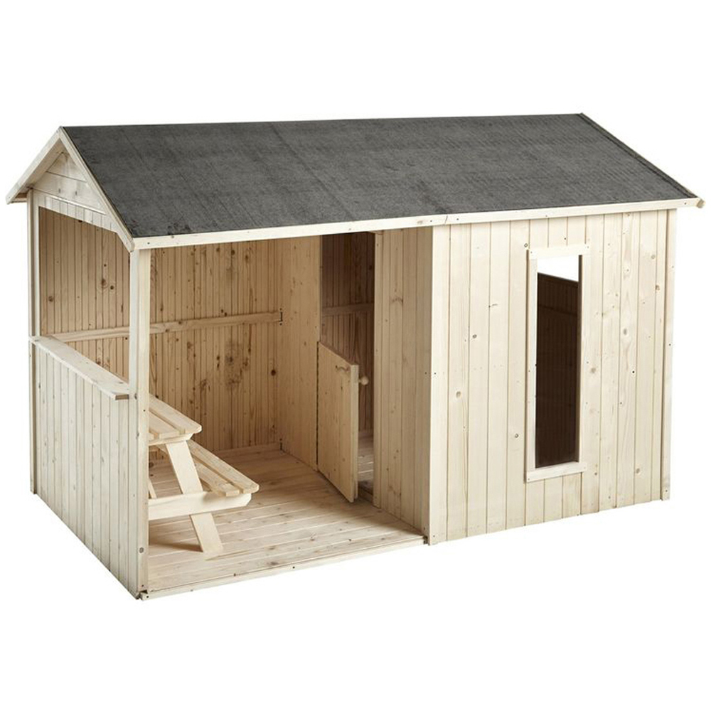 Soulet Jazz 8 x 5ft Kids Wooden Playhouse with Canopy and Bench Image 4