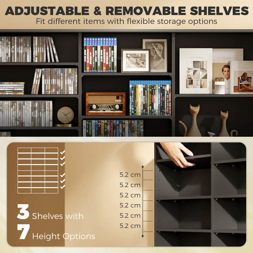 HOMCOM 24 Shelf Black DVD Storage Unit Image 6