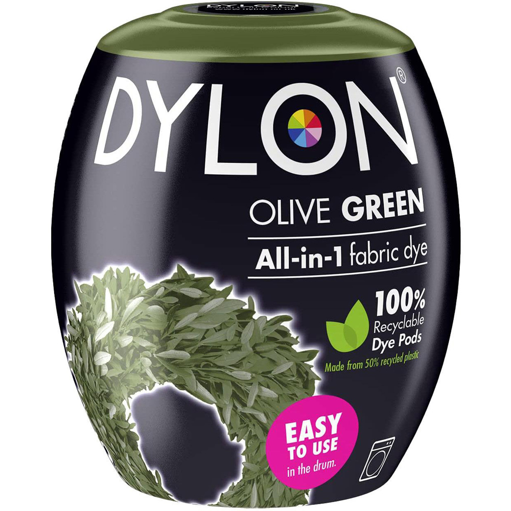 Dylon Olive Green Washing Machine Fabric Dye Pod 350g 5 Pack Image 2