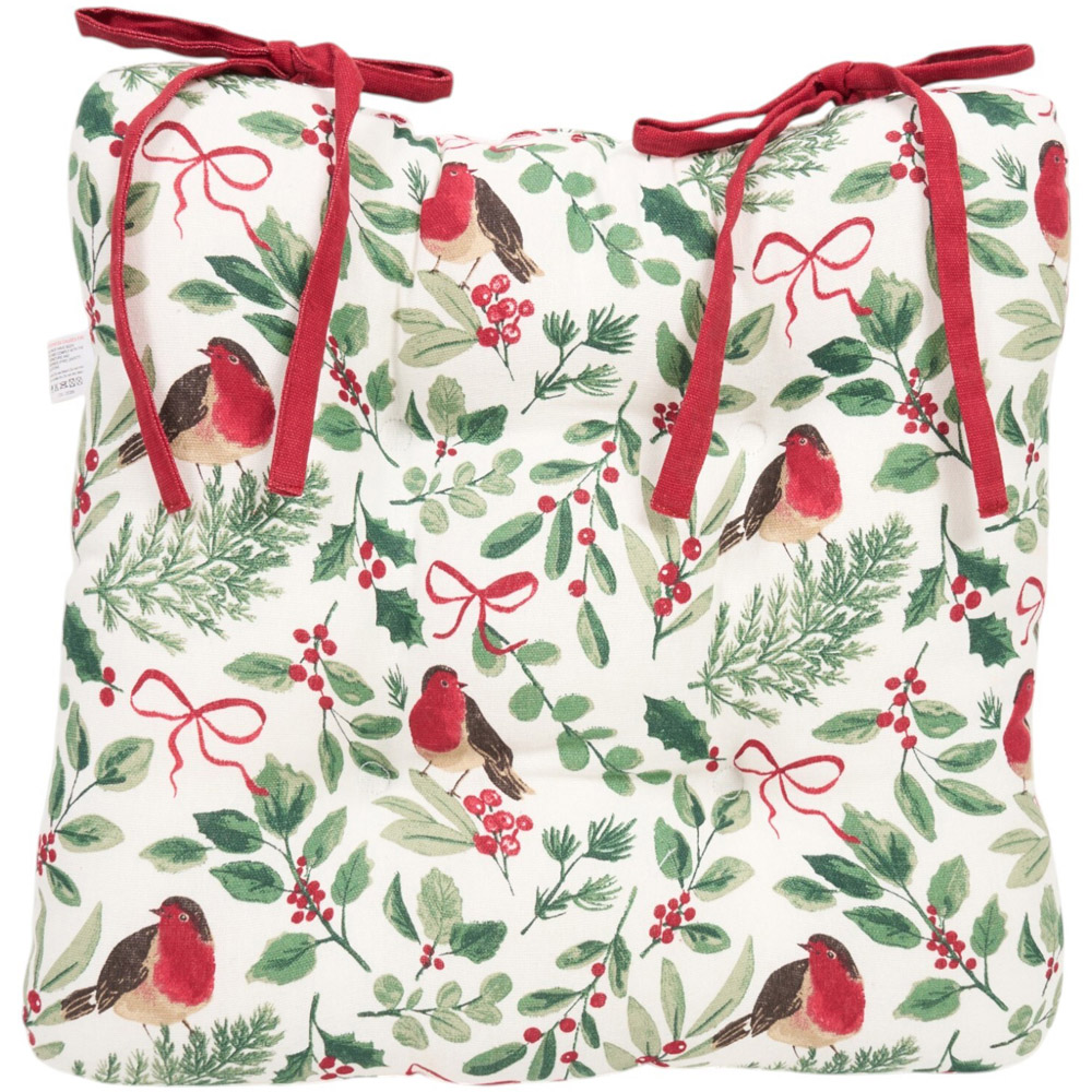 Festive Robin Print Seat Pad Image 3