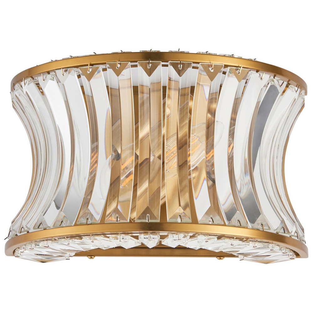 Merano Vittoria Warm Brass Plate Crystal Clear Glass Wall Lamp Image 1