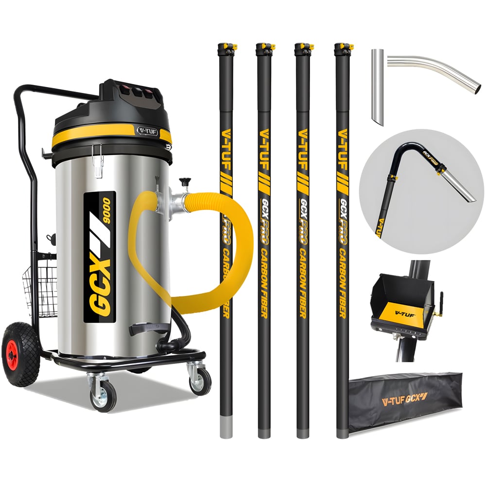 V-TUF GCX9000 XL Rugged Industrial Vacuum Cleaner 3500W with GCX Pro Gutter Kit Camera and Bag 20ft Image