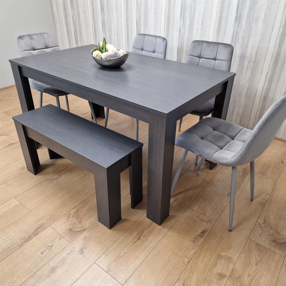 Portland 6 Seater Dining Set Dark Grey and Grey Image 3
