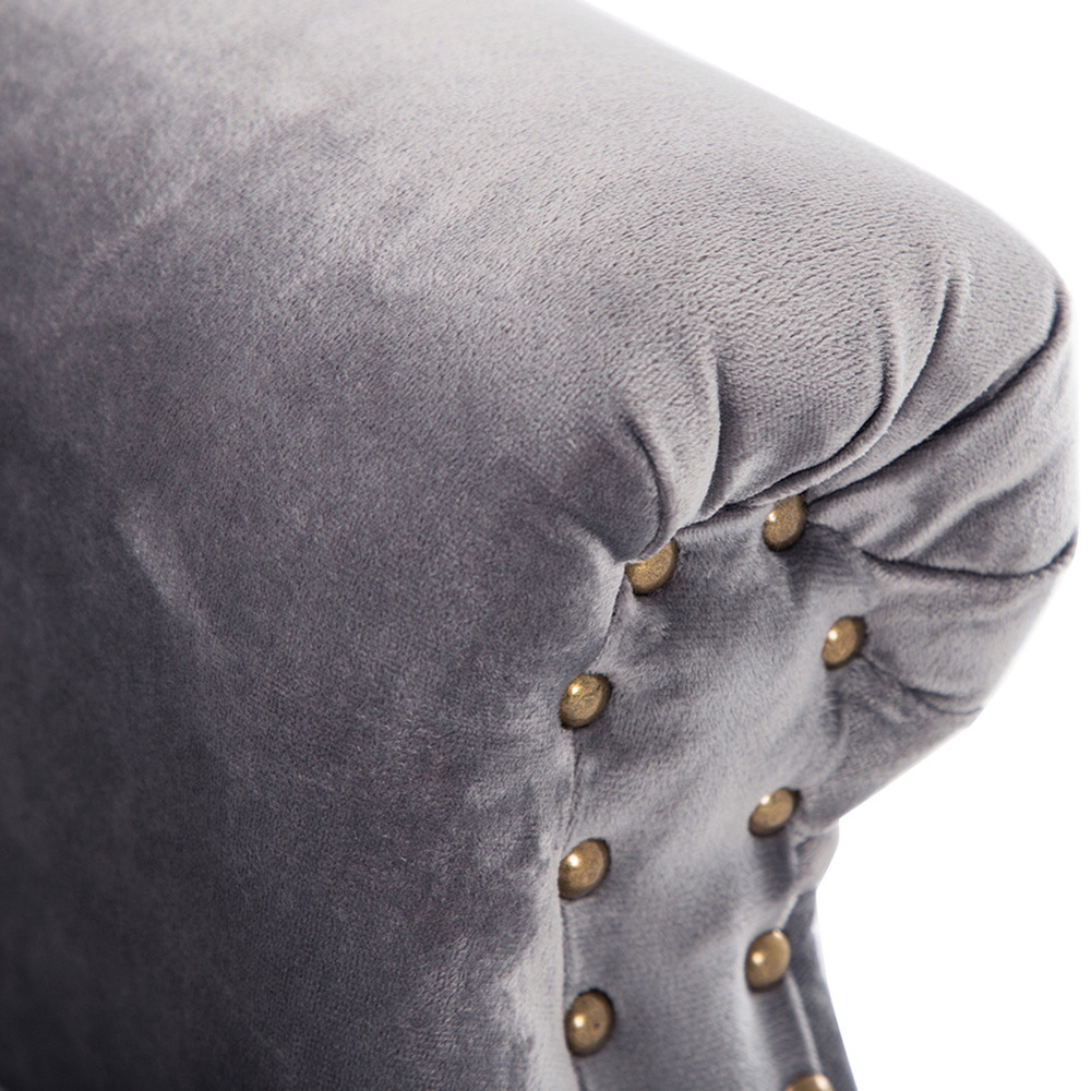 Living and Home Grey Velvet Accent Armchair with Cushion Image 5