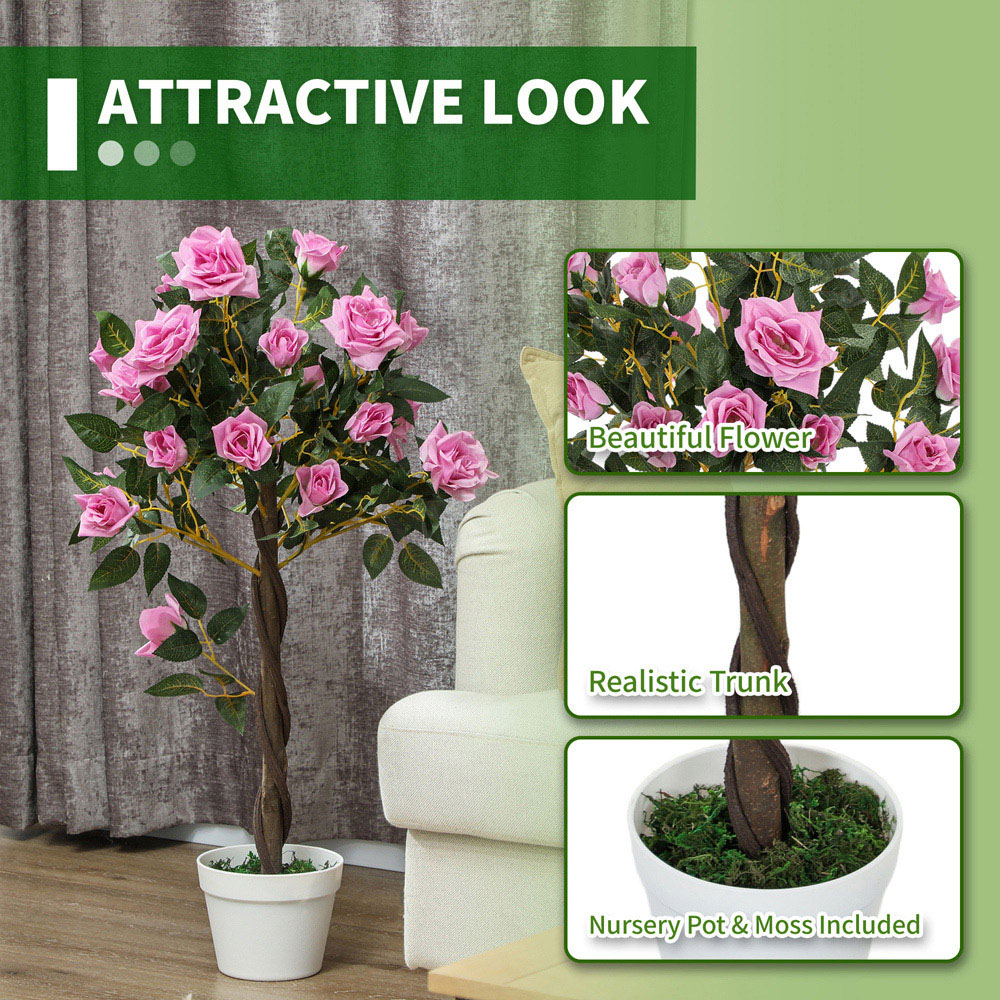 Portland Purple Rose Artificial Tree in Pot 90cm 2 Pack Image 8