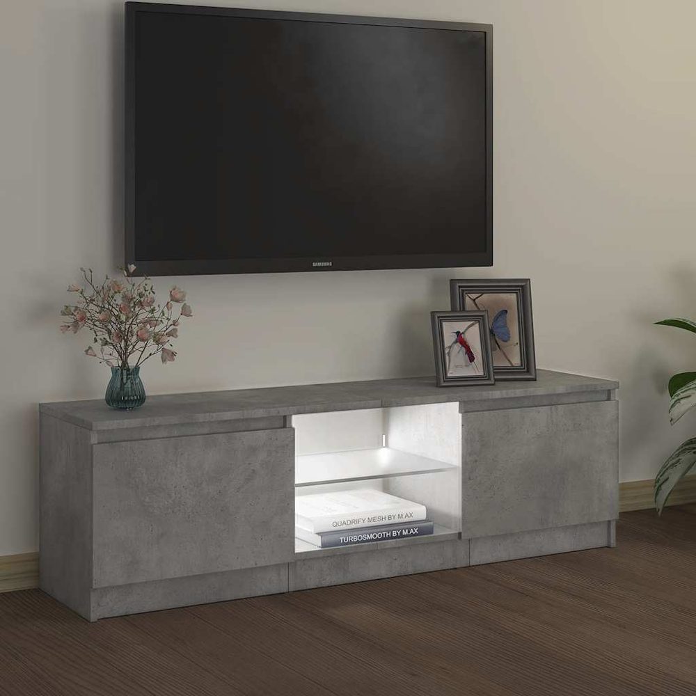 vidaXL 2 Door 2 Shelf Concrete Grey TV Cabinet with LED Lights Image 8