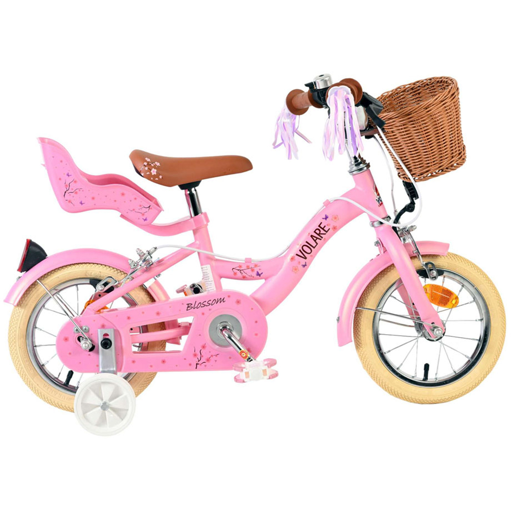 Volare Blossom Kids 12 inch Pink Bike with Stabilisers Doll Seat and Basket Image 4