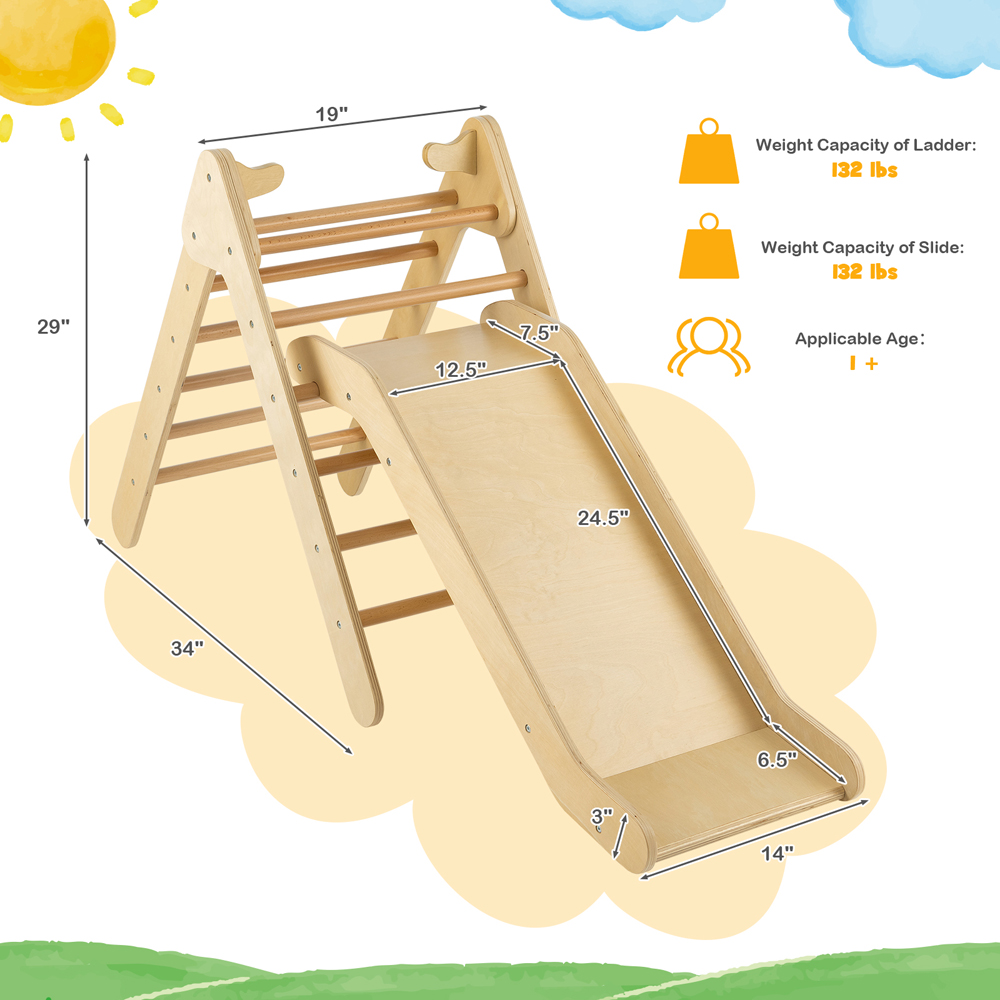 Costway Kids 2 in 1 Triangle Toy with Adjustable Slide Image 7
